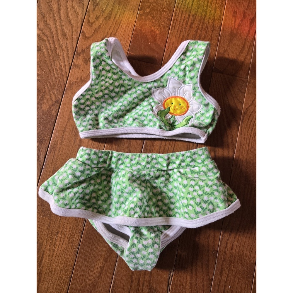 Baby Buns Green Toddler Bikini 18 Months Daisy Swim Suit Gingham Ruffle